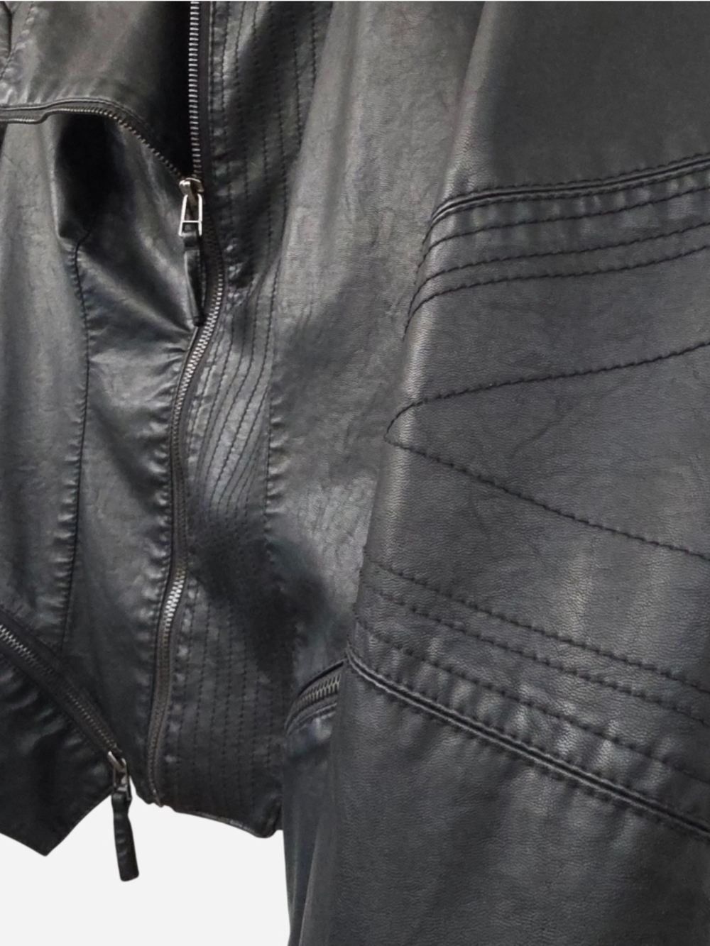 Blank NYC Black Faux Vegan Leather Moto Zip Jacket, L/XL - Picture 7 of 14